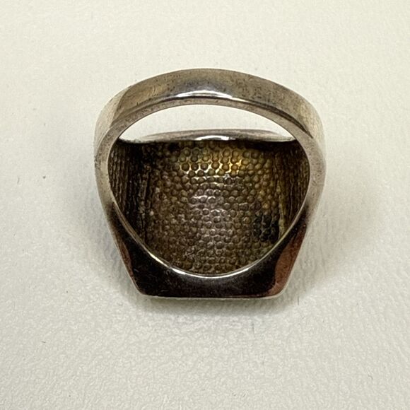 Sterling Silver & Green Enamel Italy Milor Ring 925-Size 9 - Picture 10 of 13